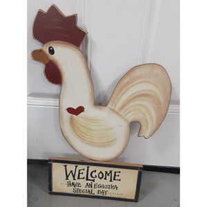 Wooden Primitive Chicken Decor Welcome Have an Eggstra Special Day